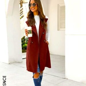 Long Burgundy Double Breasted Vest